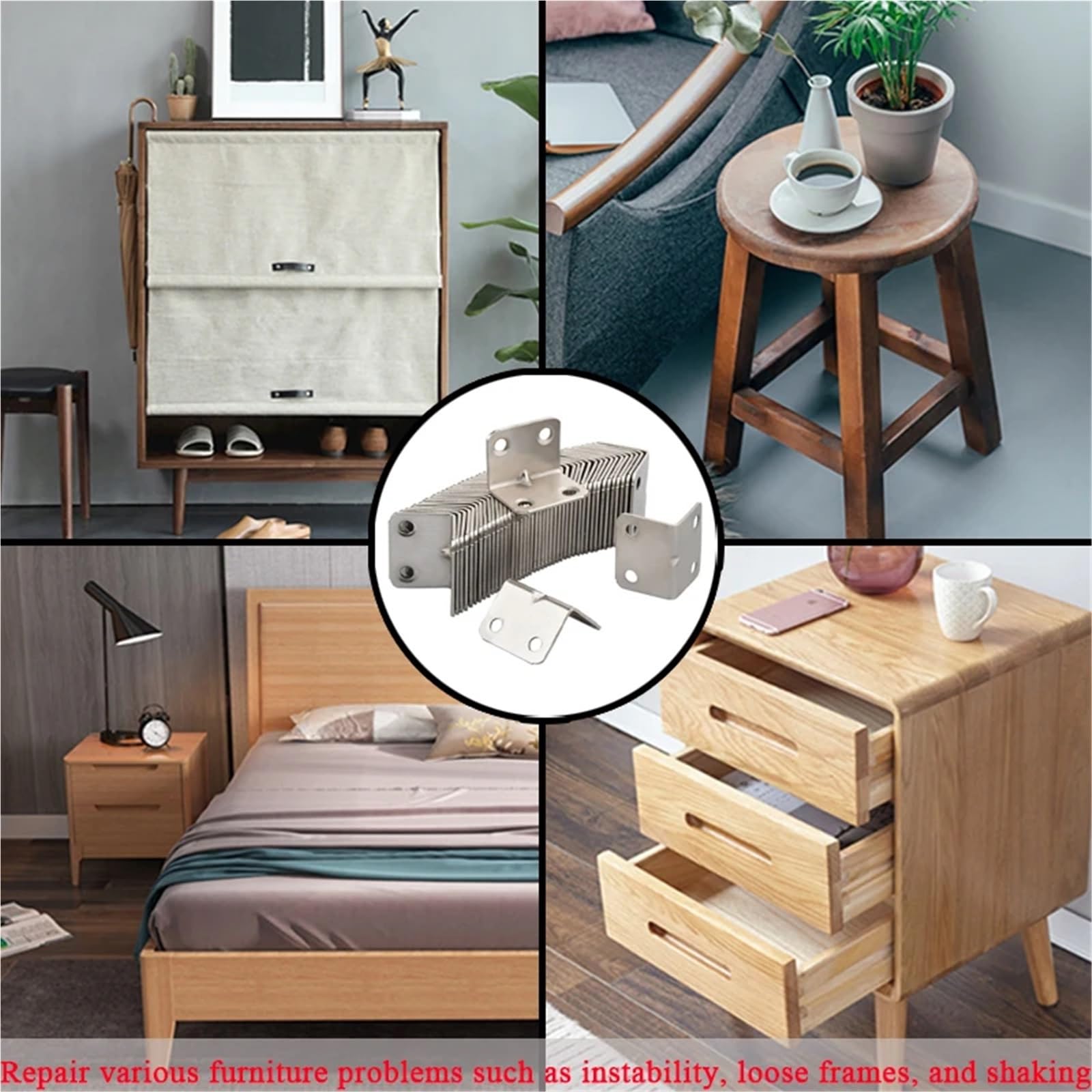 Esquina universal de 90 grados en ángulo recto, fija, de madera, for muebles, cama, armario, accesorios de ferretería for el hogar(50PCS)