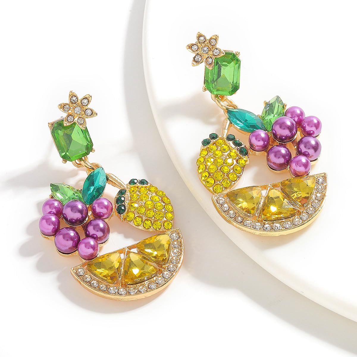 WCRAZYE Lemon Earrings for Women Chic Cute Rhinestone Crystal Fruits Drop Dangle Earrings Dainty Fruit Gold Earring Yellow Orange Charm Birthday Valentine's Day Mother's Day Cosplay Gift - Image 5