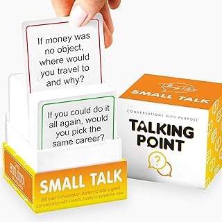 Talking Point Cards Small Talk | Conversation Starters | Friendly Icebreakers for Friends, Coworkers, Family, Dates, & Acquaintances | Fun for Parties, Road Trips, Vacation Game Night | 200 Cards