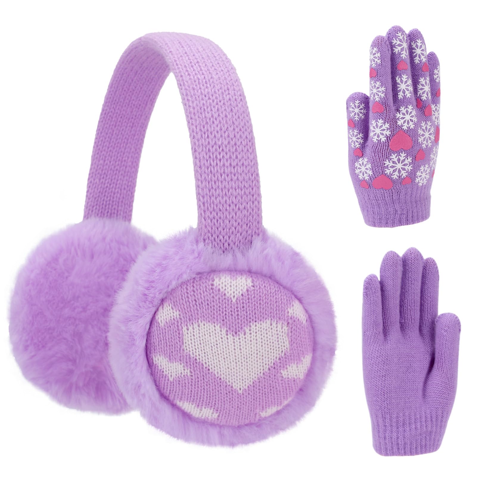 Ear Muffs for Kids Winter Warm Earmuffs with Gloves Kids Ear Warmer and Knit Gloves Set for Boys & Girls-image-19