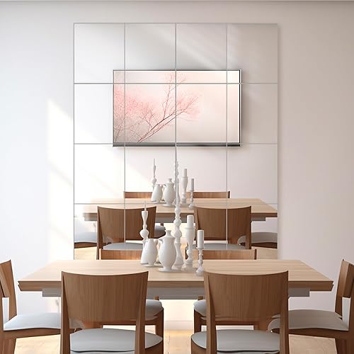 Miniatura 5 de Dulles Glass - Espejos de pared, azulejos de espejo de pared de vidrio de 12 x 10 pulgadas (16 unidades), espejo grande de cuerpo completo para