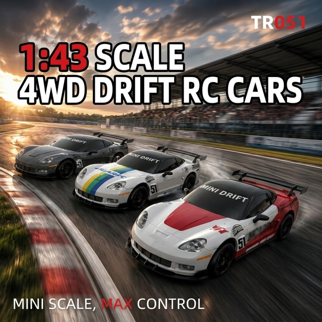 NULA TR051 RC Drift Auto 1:43 4WD Gyro Stabilizzazione 2,4 GHz Sport Racing Veicolo di Controllo Full proporzionale, pinze freno simulate, velocità massima 15 km/h, auto da corsa, rosso