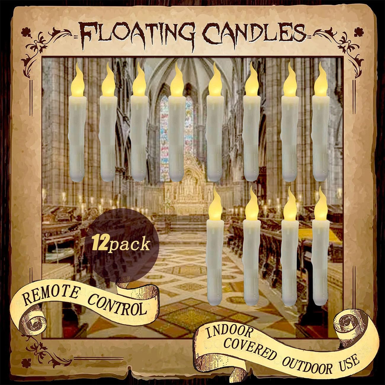 Floating LED Candles with Remote Control,Halloween Decorations,Indoor