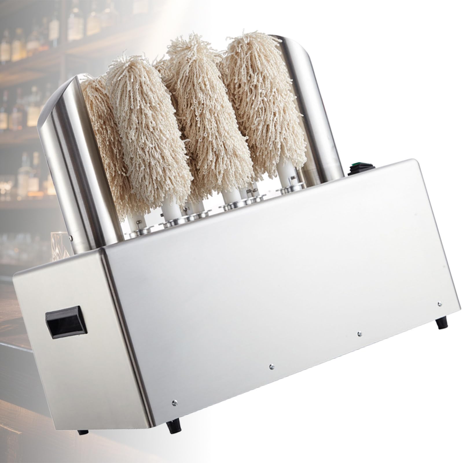 JKJZSALJ Wine Glass Polishing Machine, 1350W Stainless Steel With 5 Brushes & Drying, For Bars And Cafes, 8 Heads,8Heads
