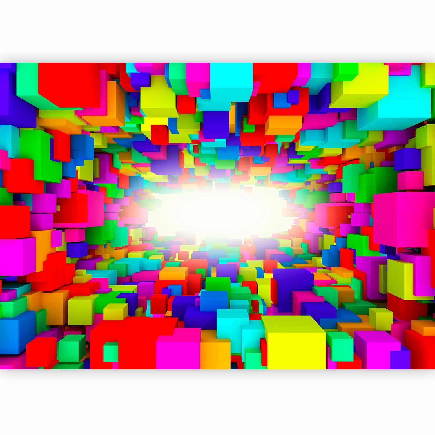 murando - Photo Wallpaper Abstraction 350x256 cm / 138"x97" Non-Woven Premium Art Print Fleece Wall Mural Decoration Poster Picture Design Modern - Abstract 3D Squares Colorful a-A-0164-a-a — image 1