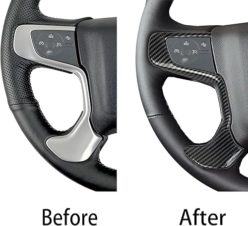 Miniatura 5 de Tocatus Cubierta para volante para GMC Sierra 2014-2018, fibra de carbono ABS, 2 unidades