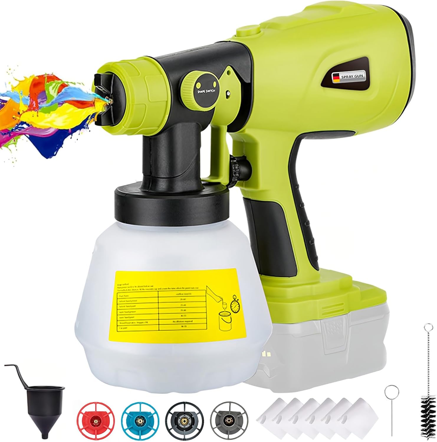 Cordless Paint Sprayer for for Ryobi 18V Battery, Handheld HVLP with 1000ML Container, Electric Paint Sprayer for Painting Ceiling, Fence, Cabinets, Walls (Battery NOT Included)