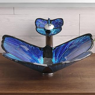 Juego de grifo de lavabo de cristal, juego de grifo de lavabo de baño, grifo de encimera, diseño elegante