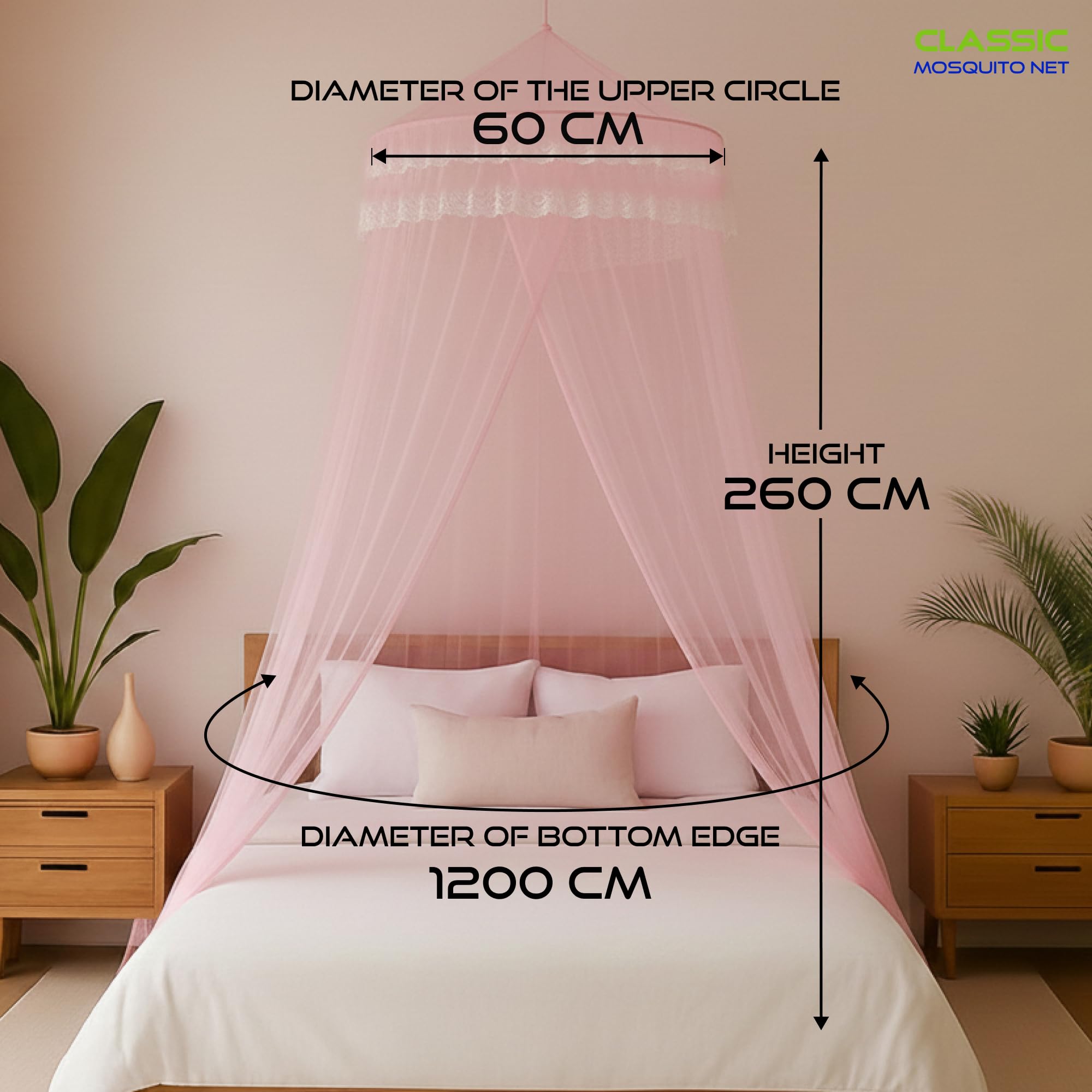 King Size Mosquito Net - Pink Machardani Net -2