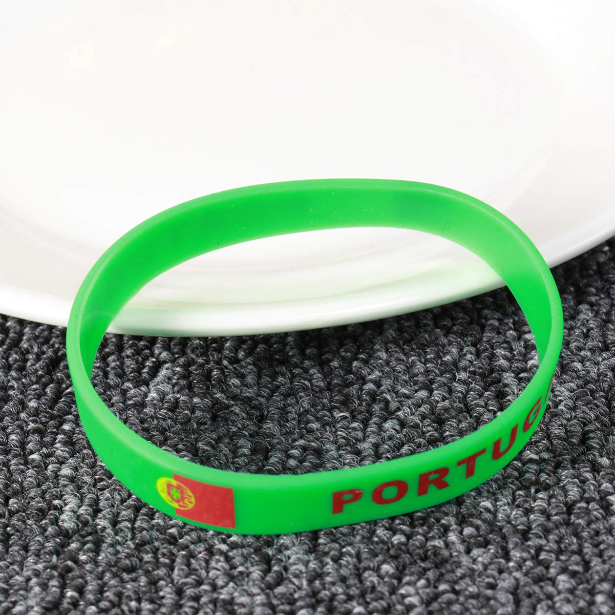 VOSAREA 5pièces Bracelet Imprimé Drapeau Portugal Silicone Décoratif pour Matchs de Football et Sports