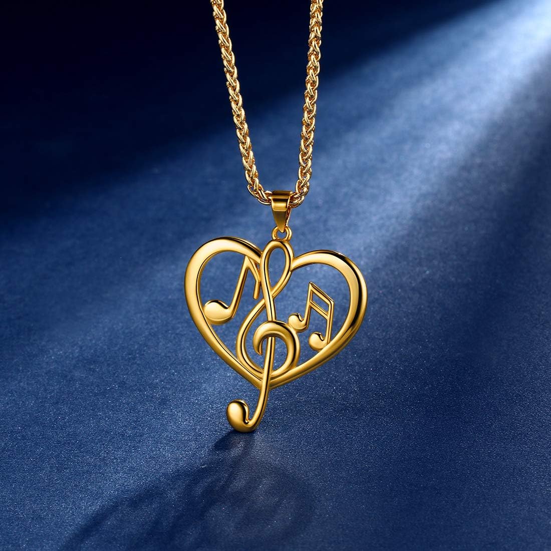 beautlace Women's Musical Note Necklace Silver/18K Gold Black Gun Plated Treble Clef Music Note Jewelry Gifts for Music Lover image 3