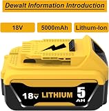 2 x 5000 mAh replacement for Dewalt battery 18 V + 1 x 3 A DCB107 for Dewalt 10.8 ~ 20 V battery charger with LED indicator - 3