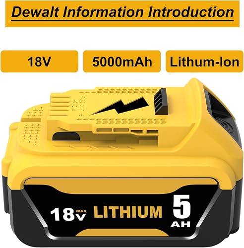 2 x 5000 mAh replacement for Dewalt battery 18 V + 1 x 3 A DCB107 for Dewalt 10.8 ~ 20 V battery charger with LED indicator - 3
