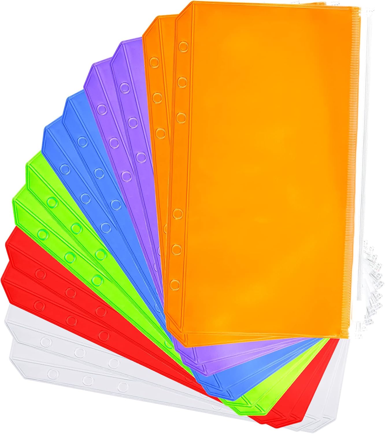 Zonon 12 Pcs A6 Binder Pockets 6 Holes Binder Zipper