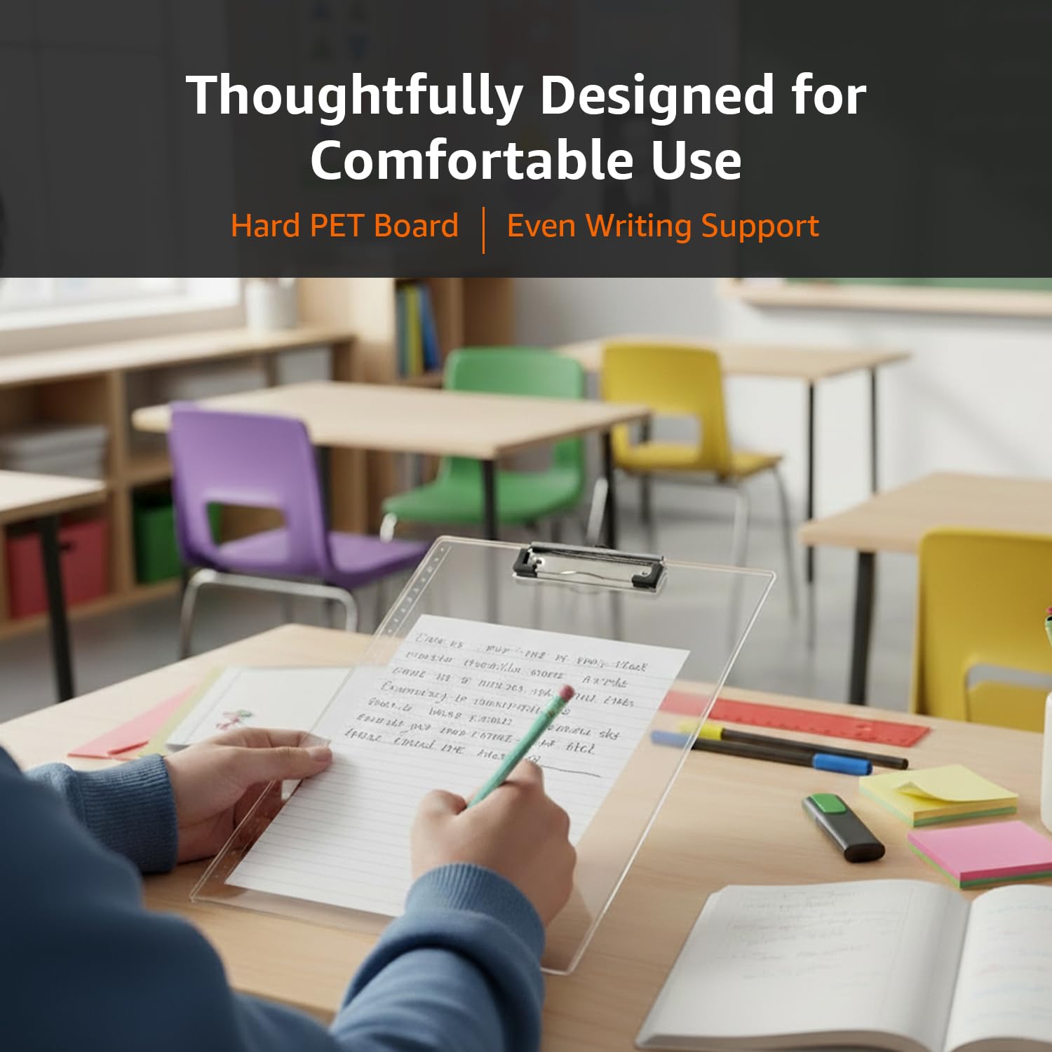 Amazon Basics Paper Clipboard Writing Pad Clipboards Drawing/Writing/Clipboard with Clip | Sturdy, Lightweight for Office, School, College (Transparent) 2