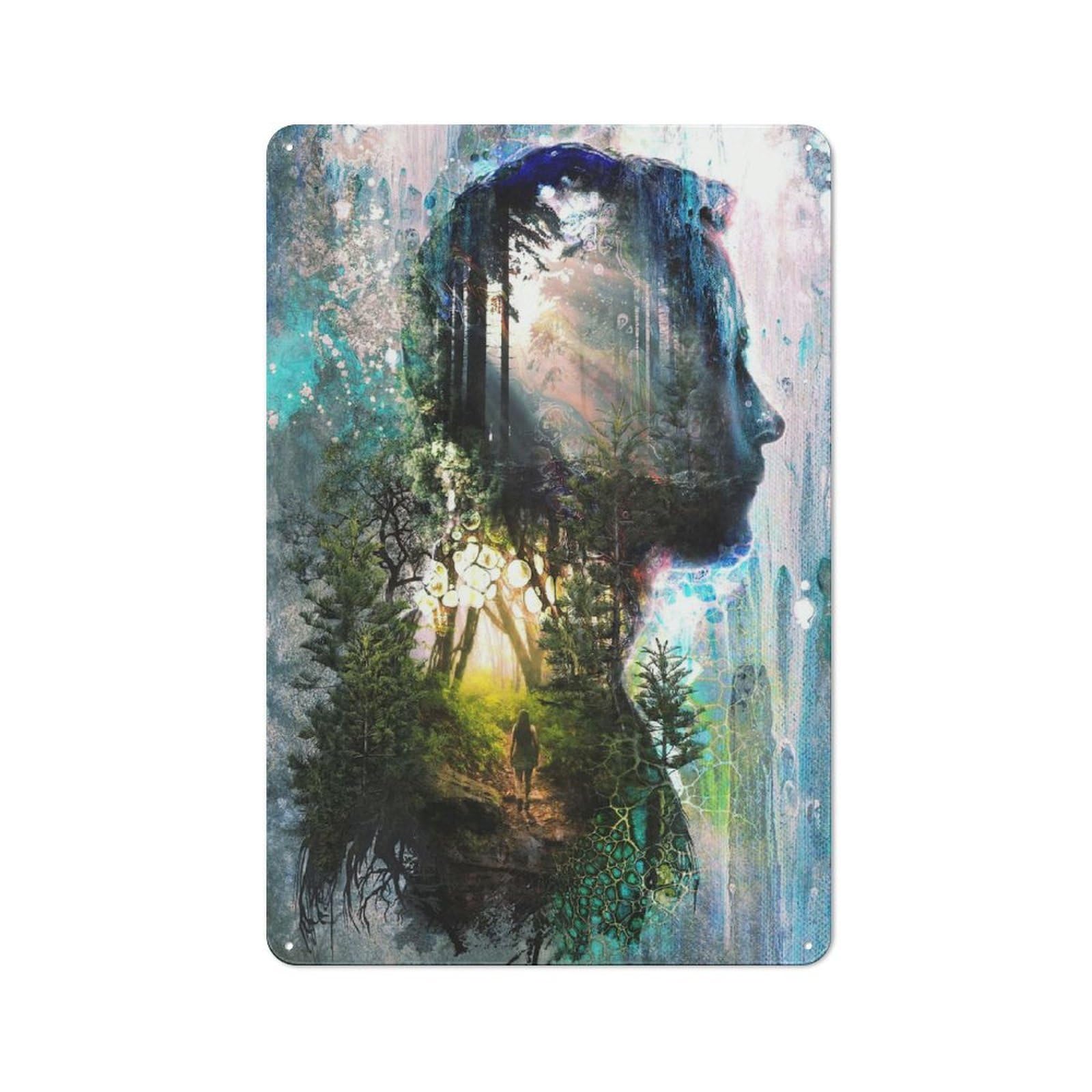 Junmoney Style-19 30X20cm Retro Tin Sign With Forest Memories For Lounge Or Reading Corner, A Decorative Metal Sign For Lounges And Reading Corners