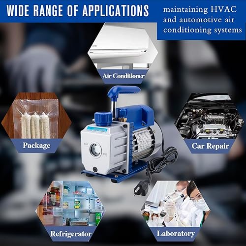Miniatura 6 de Bomba de vacío, bomba de vacío de CA Bomba de vacío automotriz HVAC 3.5 CFM 110V 14HP Bomba de vacío giratoria de aire acondicionado de una sola