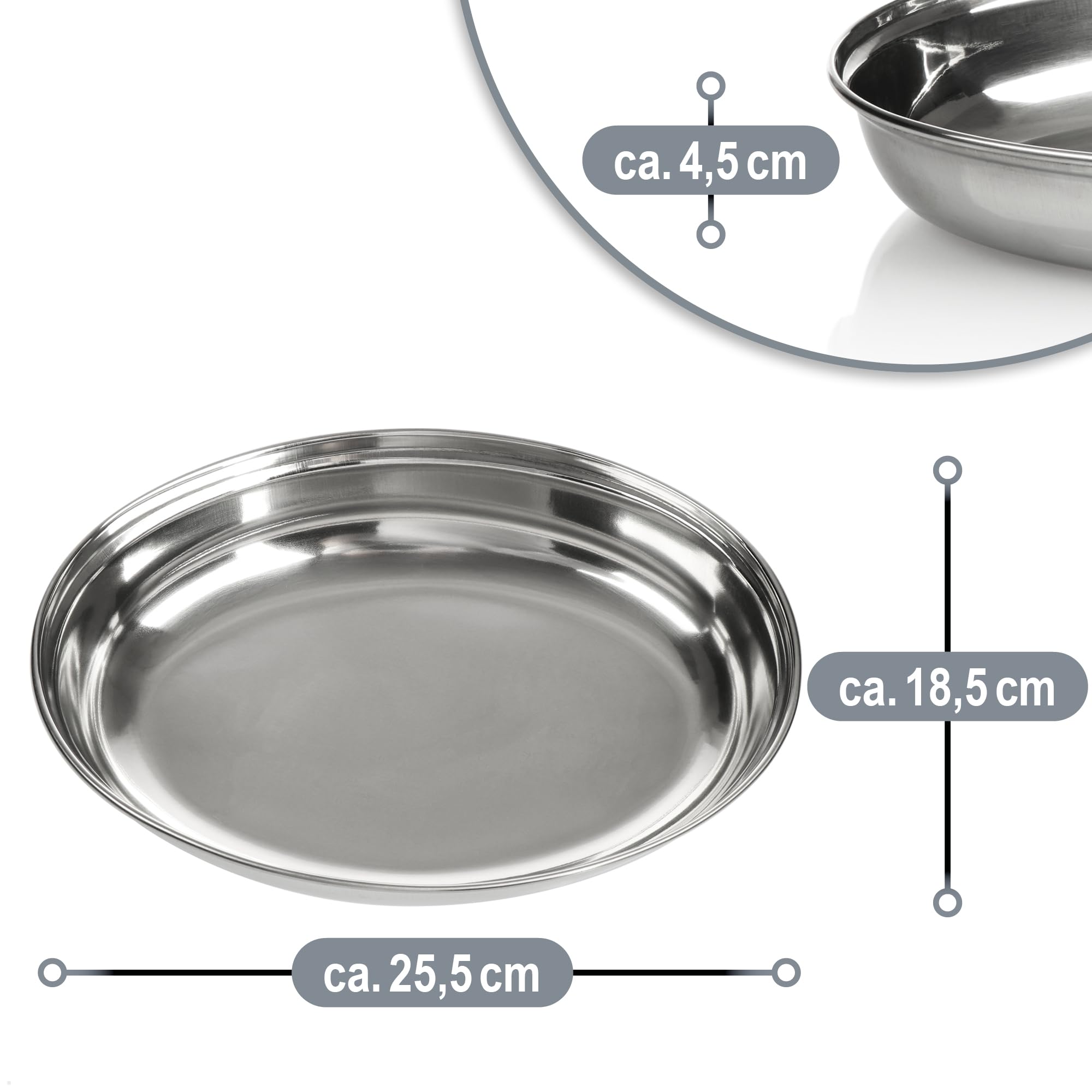 COM-FOUR® 4x Miska Owalna - Metalowe Półmiski do Serwowania Mezze lub Antipasti - Miski Jako Miejsce Przechowywania - Błyszcząca Miska Dekoracyjna do Prezentacji Owoców i Przekąsek (4x26 cm)