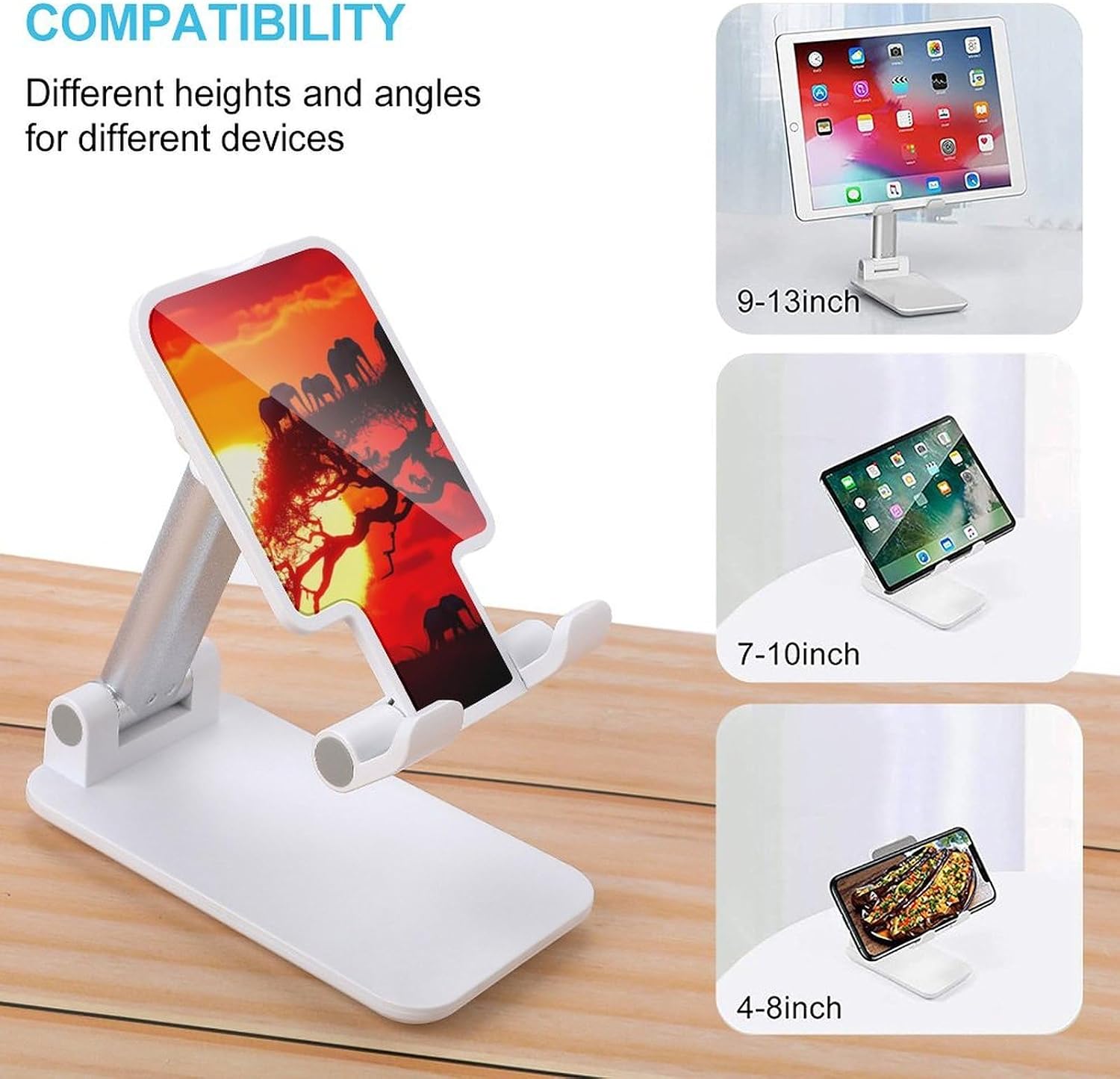 Funny Elephants Sunset Plastic Phone Stand with Alloy Base image 3