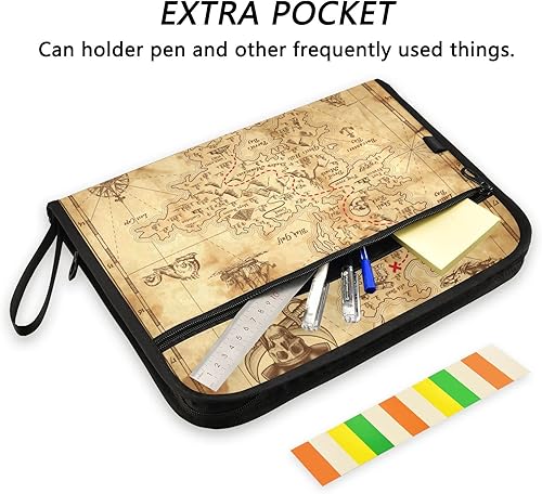 Miniatura 2 de OTVEE Organizador de archivos de acordeón, mapa del tesoro pirata retro, 13 bolsillos, carpeta de archivo expandible