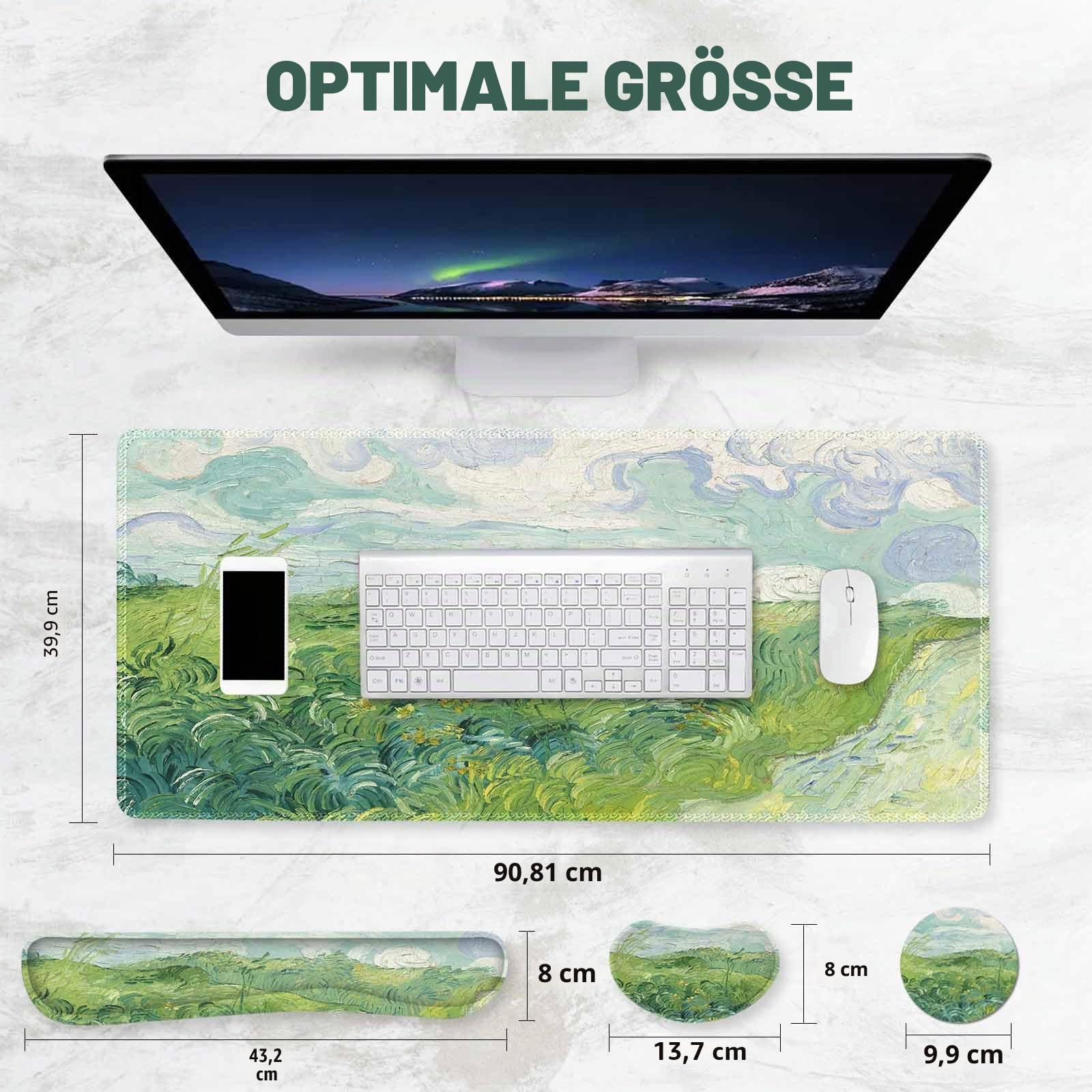 ToLuLu Erweitertes Gaming-Mauspad, Memory-Schaum, ergonomische Tastatur-Maus-Handgelenkauflage, große Schreibtischunterlage mit genähten Kanten, rutschfeste Unterseite, Mauspad für Heimbüro, Spiel und