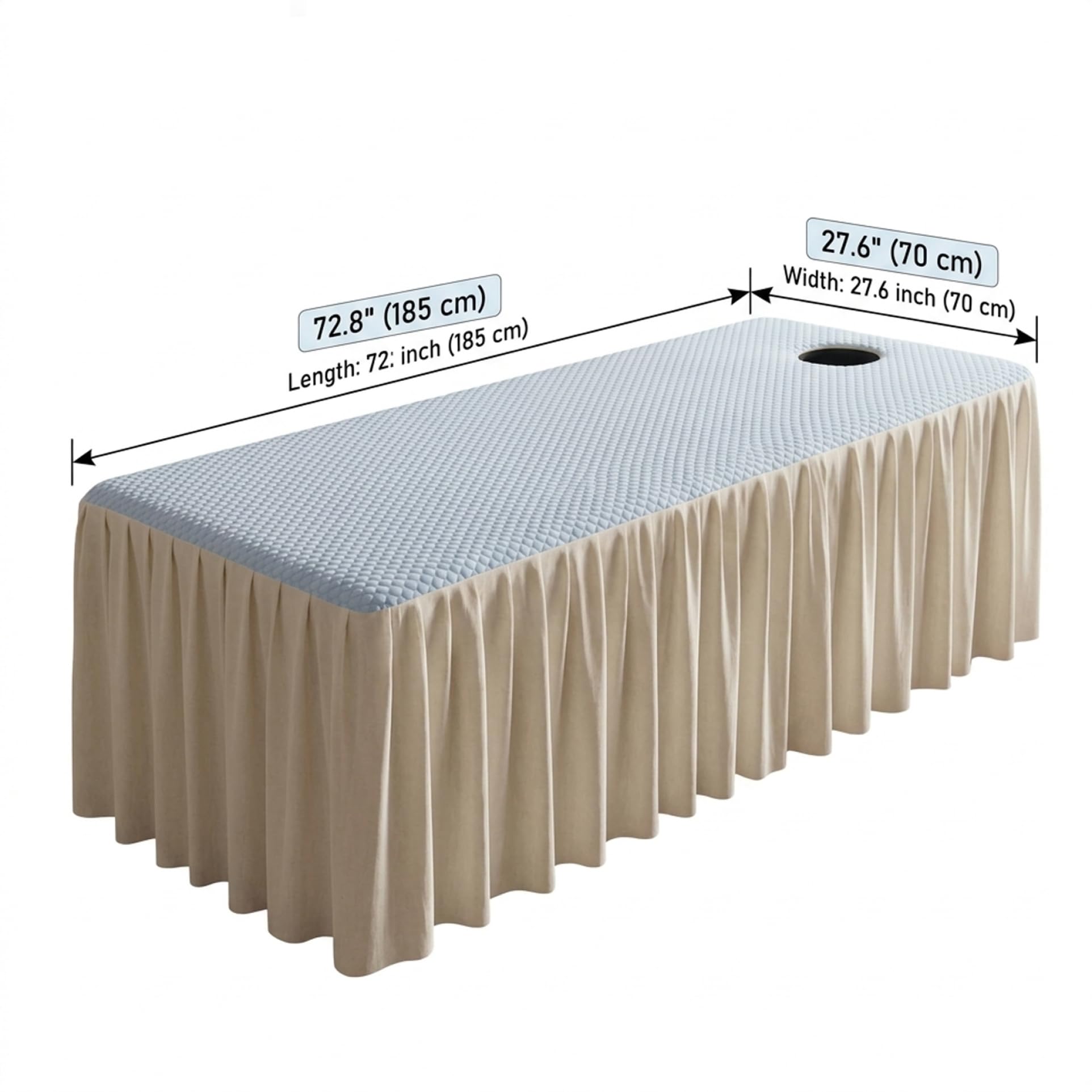 Falda de Mesa de Masaje, Funda de Cama de Masaje Transpirable de 27, 6x72, 8 Pulgadas