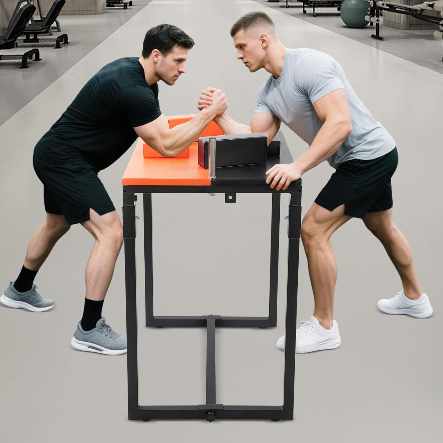 Arm Wrestling Table, Foldable Arm Wrestling Table, Professional Battle Table, Competition Training Equipment for Professional Players, Amateur Enthusiasts, Gym, Black, Orange 35.4*25.5*39.3in