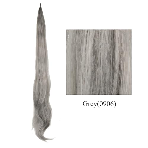 Miniatura 2 de IMISSU Extensión de cabello de cola de caballo flexible colas de caballo (gris)