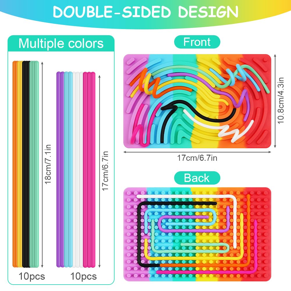Planche Sensorielle En Silicone O-Kinee - 30x20 Cm, 40 Bandes élastiques, Pour Stress, TDAH, Autisme, Avec Sac