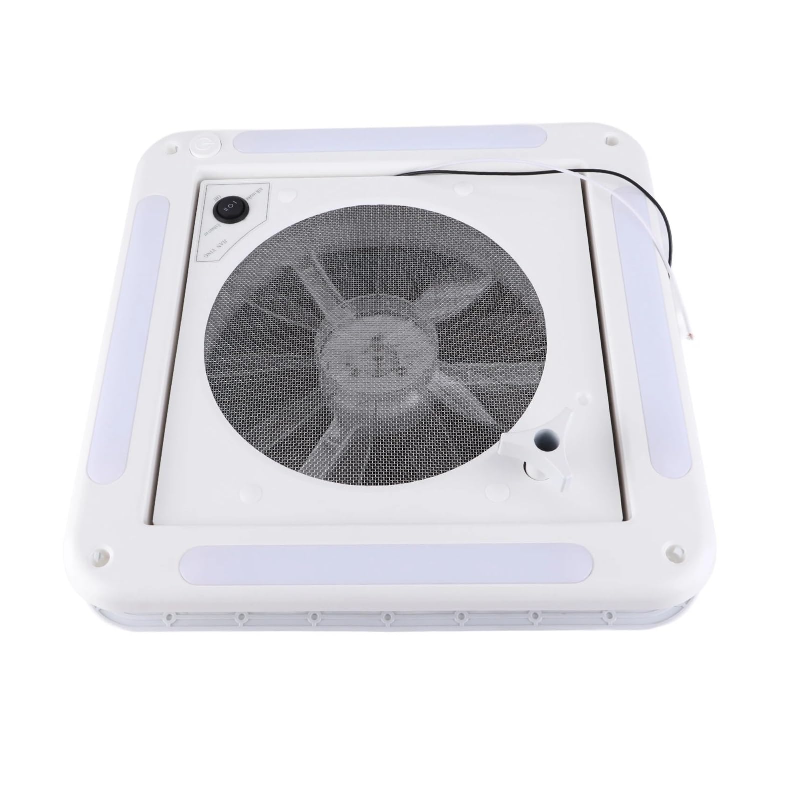 Wohnmobil-Dachventilator, RV-Dachventilator, 12 V, 360 x 360 mm, 10 Flügel, Dual-Modus, Lufteinlass, Auslass, 4 LEDs