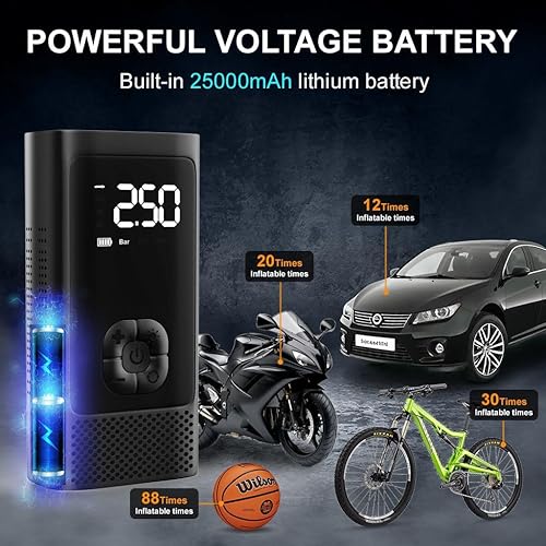 Miniatura 7 de Inflador de neumáticos Compresor de aire portátil - Bomba de aire 4 veces más rápida de 150 PSI para neumáticos de automóvil - Inflador de