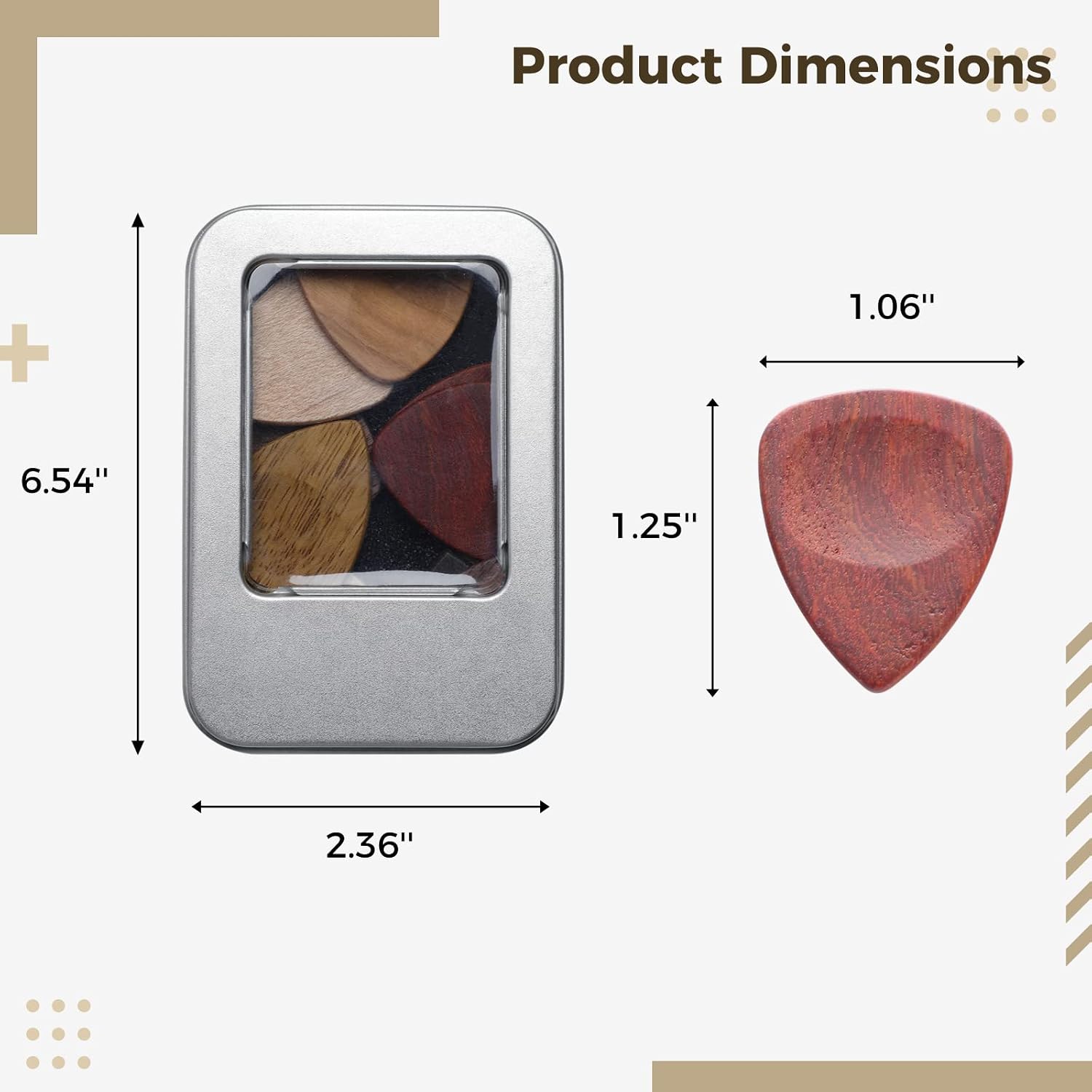 Wooden Guitar Picks, 10pcs Wooden Collector Engraved Guitar Pick Box Classical Triangle Guitar Picks for Acoustic, Classical, Electric, Bass Guitar