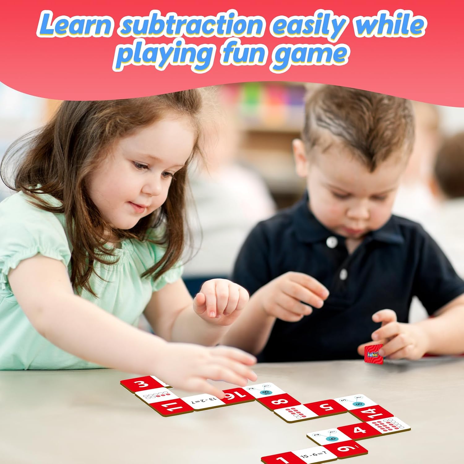 Kasfalci Subtraction Dominoes Set,Math Manipulatives Games for Kids,Counting Toys,Learning Games,Preschool Learning Activities,Homeschool Supplies,Kindergarten Classroom Must Haves,1st 2nd 3rd Grade image 2