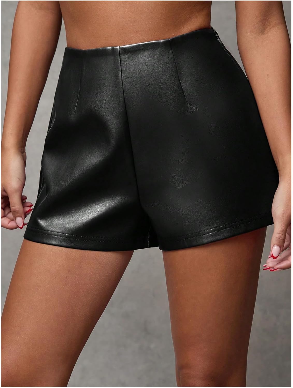 Milumia Women's Sexy Faux PU Leather Mini Shorts Vintage High Waisted Going Out Shorts - Image 3