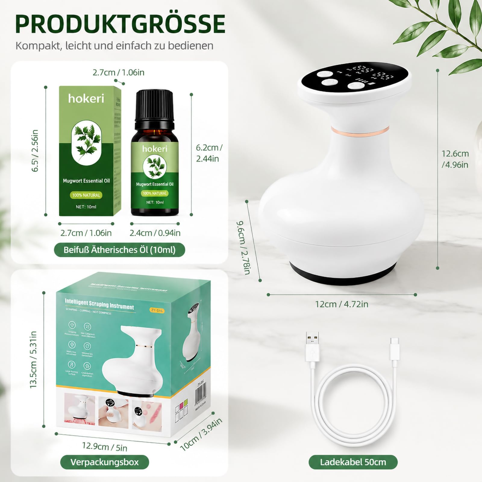 Massager 4-in-1 Massagegerät gegen Cellulite mit Wärmetherapie,Schröpfgerät Elektrisch,9 Stufen,Vakuum & Gua Sha Elektrisch,Anti-Cellulite & Straffung,für Taille Bauch Arme Beine