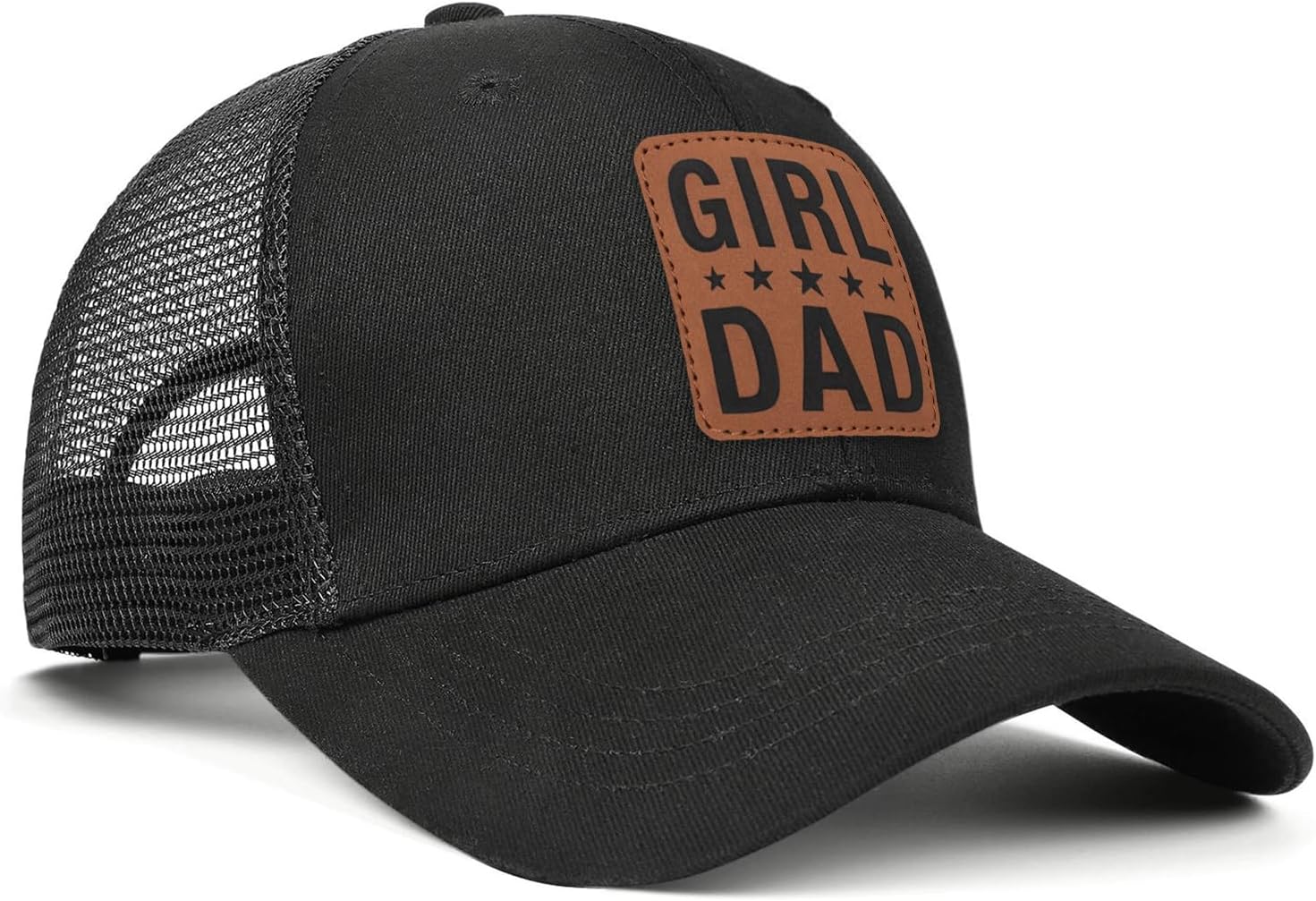 Girl Father Daddy Dad hat Gifts Fathers Day Birthday Christmas for Dad Papa from Daughter Son Black Trucker Leather Patch Hat - Image 3