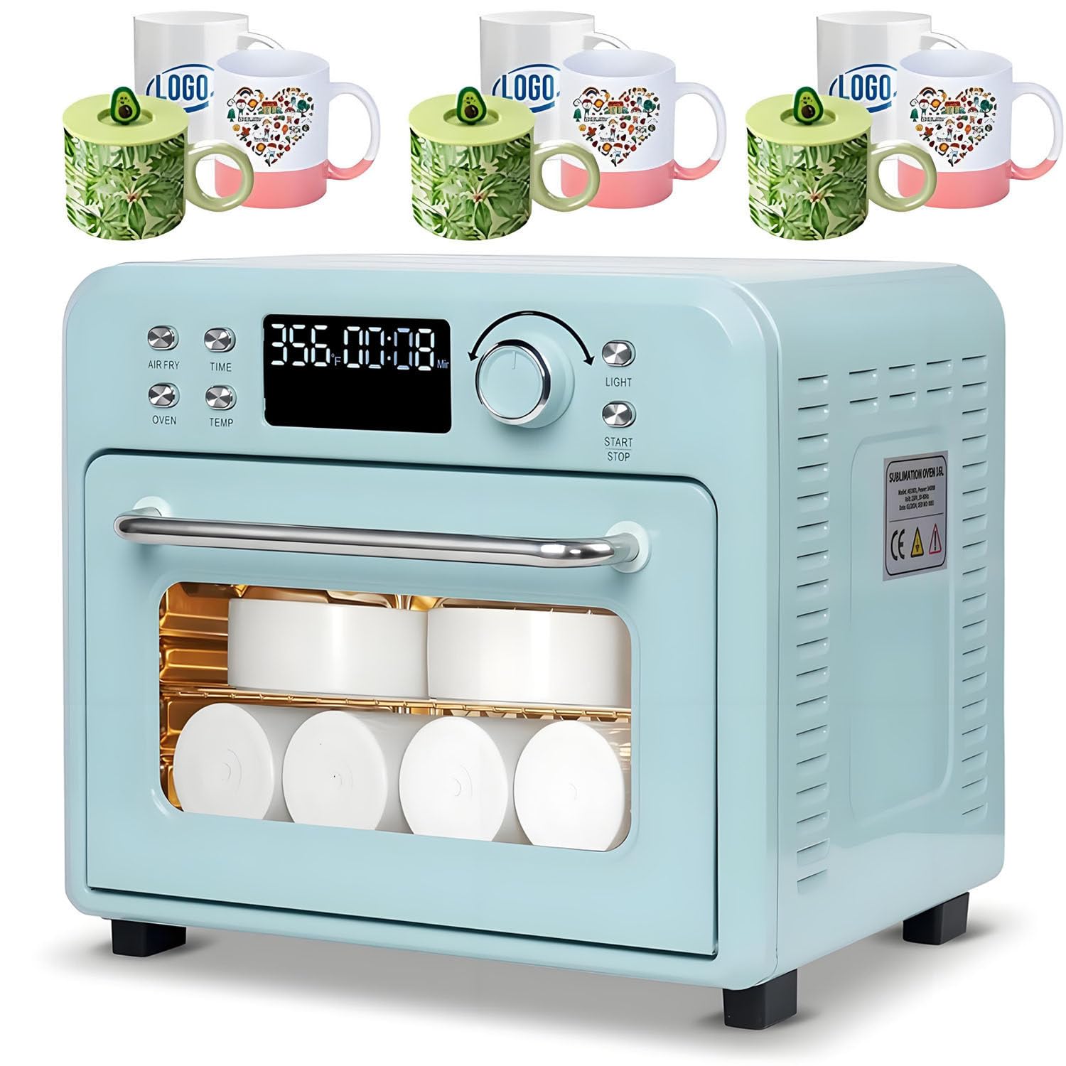 Horno de sublimación de 1400 W y 30 L para vasos, tazas y botellas de agua.