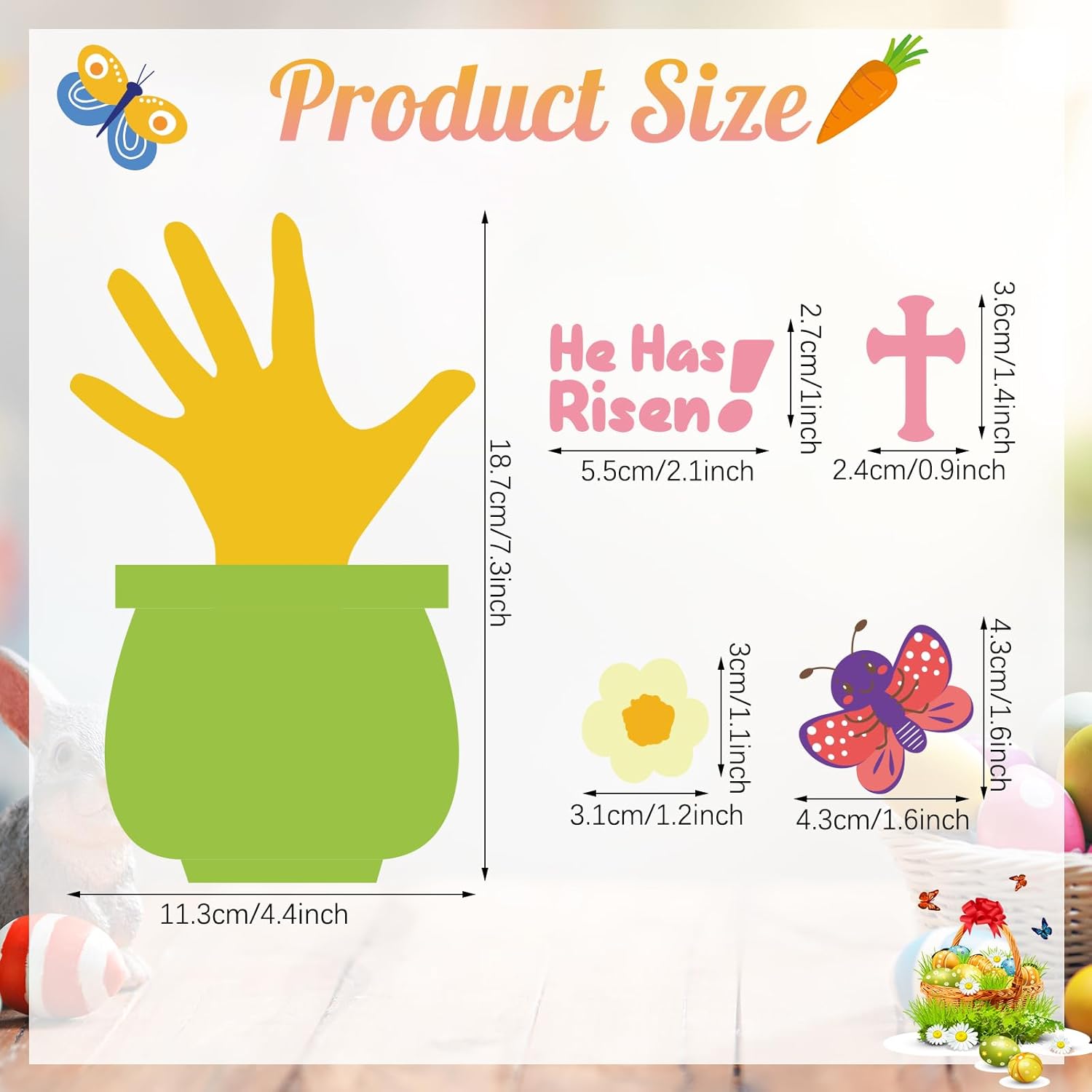 Wettarn 30 Pcs Easter He Has Risen Handprint Craft Kit Christian Make Your Own Religious Flowerpot Craft for DIY Flower Pot Home Activities Sunday School Supplies Spring Party
