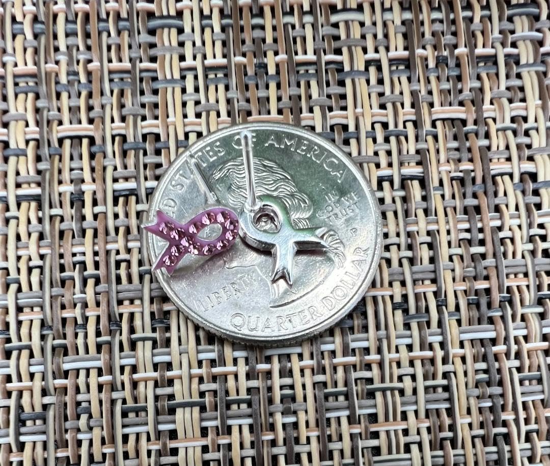 925 Sterling Silver Pink Crystals Breast Cancer Ribbon or Your Choice Colors Stud Earrings - Image 4