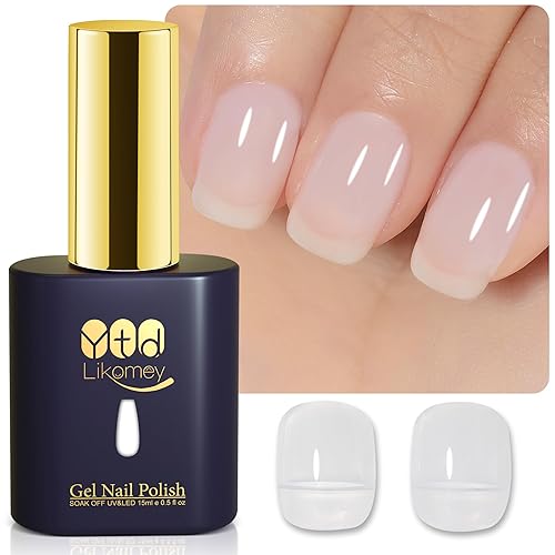 Miniatura 9 de YTD Likomey Esmalte de uñas de gel con purpurina nude, 0.5 onzas líquidas, brocado rosa claro, brillante, translúcido, neutro, holográfico,