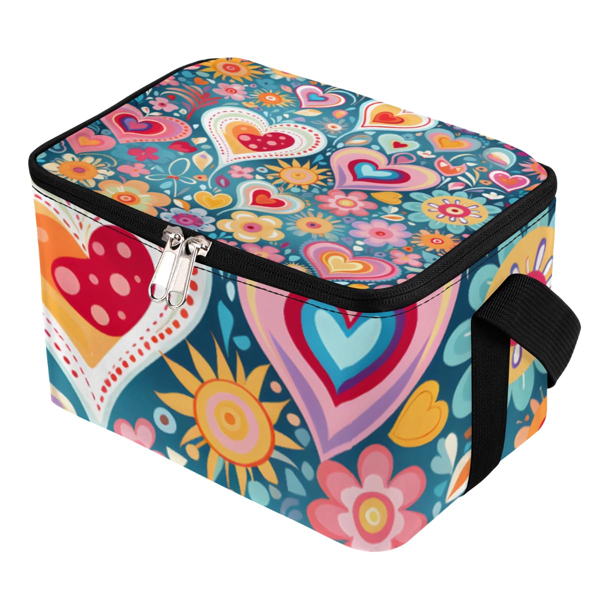 Lunch Bags for Women Men 9 Cans,Valentine's Day Love Hot & Cold Food Delivery Bag Insulated Grocery Bag Insulated Lunch Box Cooler Bag for Office Work Picnic Beach