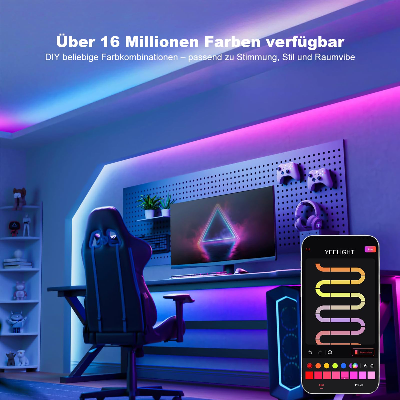 YEELIGHT Striscia LED Smart 10M, RGB+IC Smart Striscia Compatibile con Matter, Alexa, Google Home e Apple HomeKit, Luce LED con Controllo App(Hub E1 richiesto),Segmenti DIY e Sync Musica,per Soggiorno