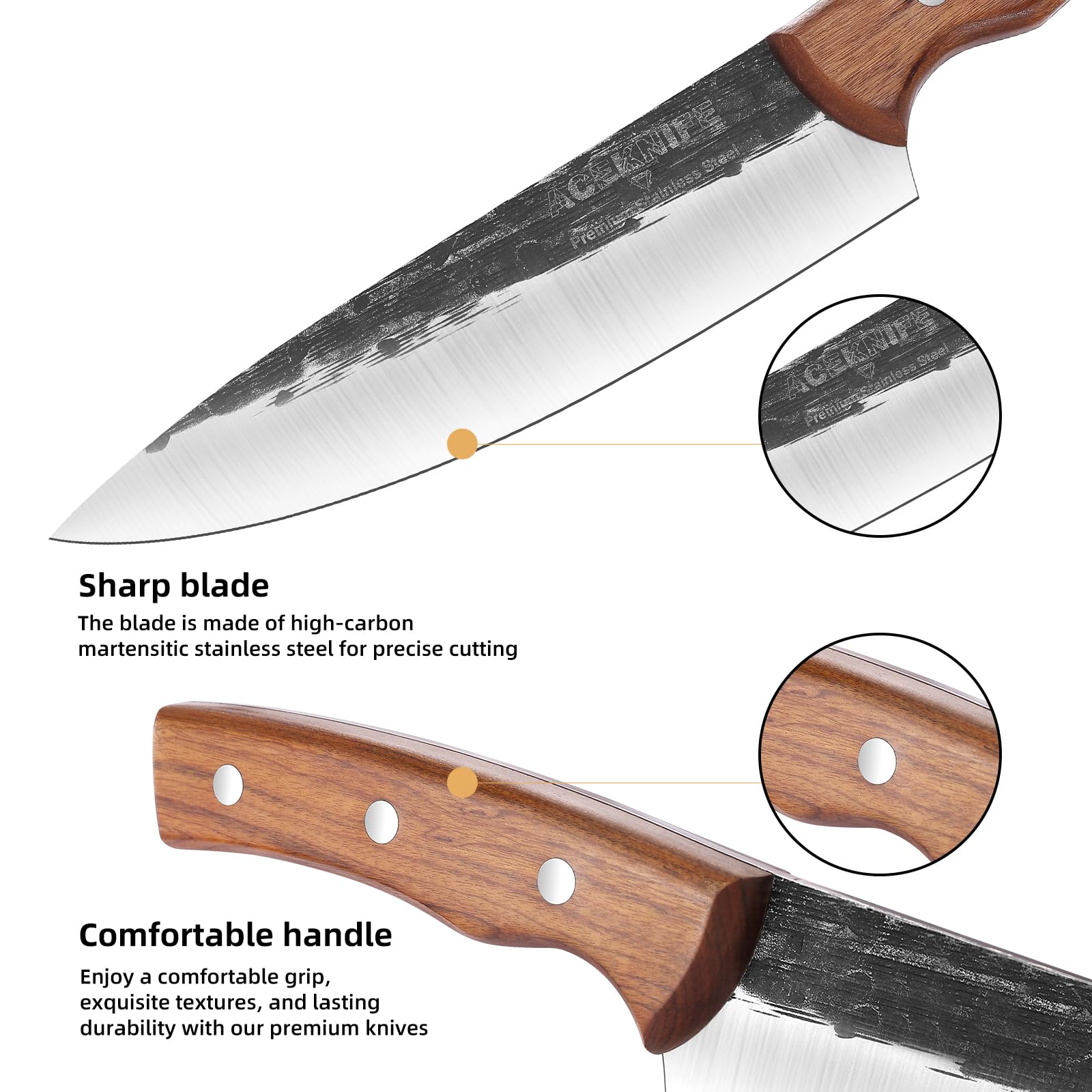Hand Forged Chef Knife Set - 3 Piece -5