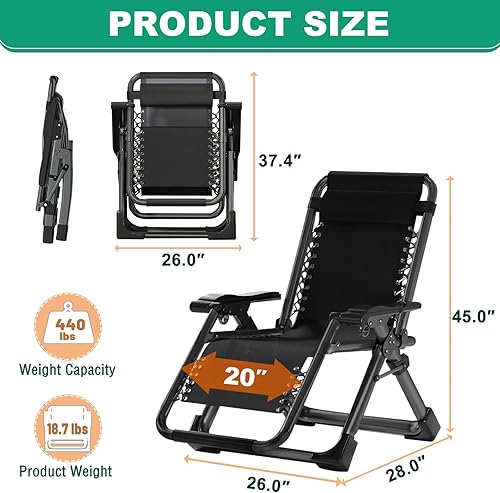 Miniatura 10 de LILYPELLE Chaise lounge plegable, tumbona ajustable de 5 posiciones para patio al aire libre con reposacabezas desmontable y almohadilla suave,