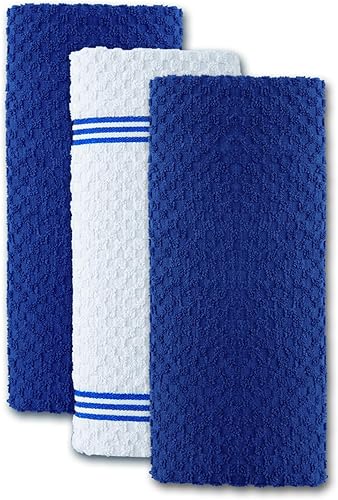 Miniatura 7 de Infinitee Xclusives Paquete de 12 toallas de cocina de alta calidad, 100% algodón, 15 x 25 pulgadas, paños de cocina para cocina, color azul poderoso