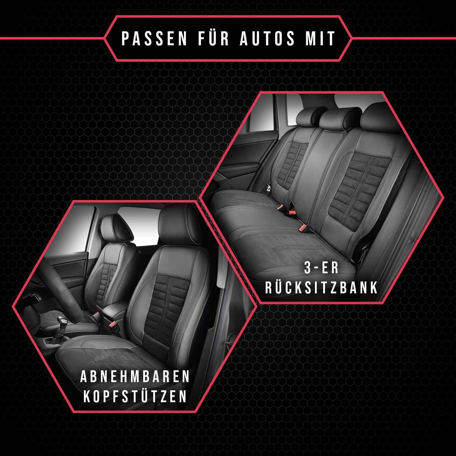 Autositzbezüge universal Auto Sitzbezüge kompatibel mit Dacia Logan Kunstleder Autoschonbezüge Blau Sitzauflage Vorne und Hinten
