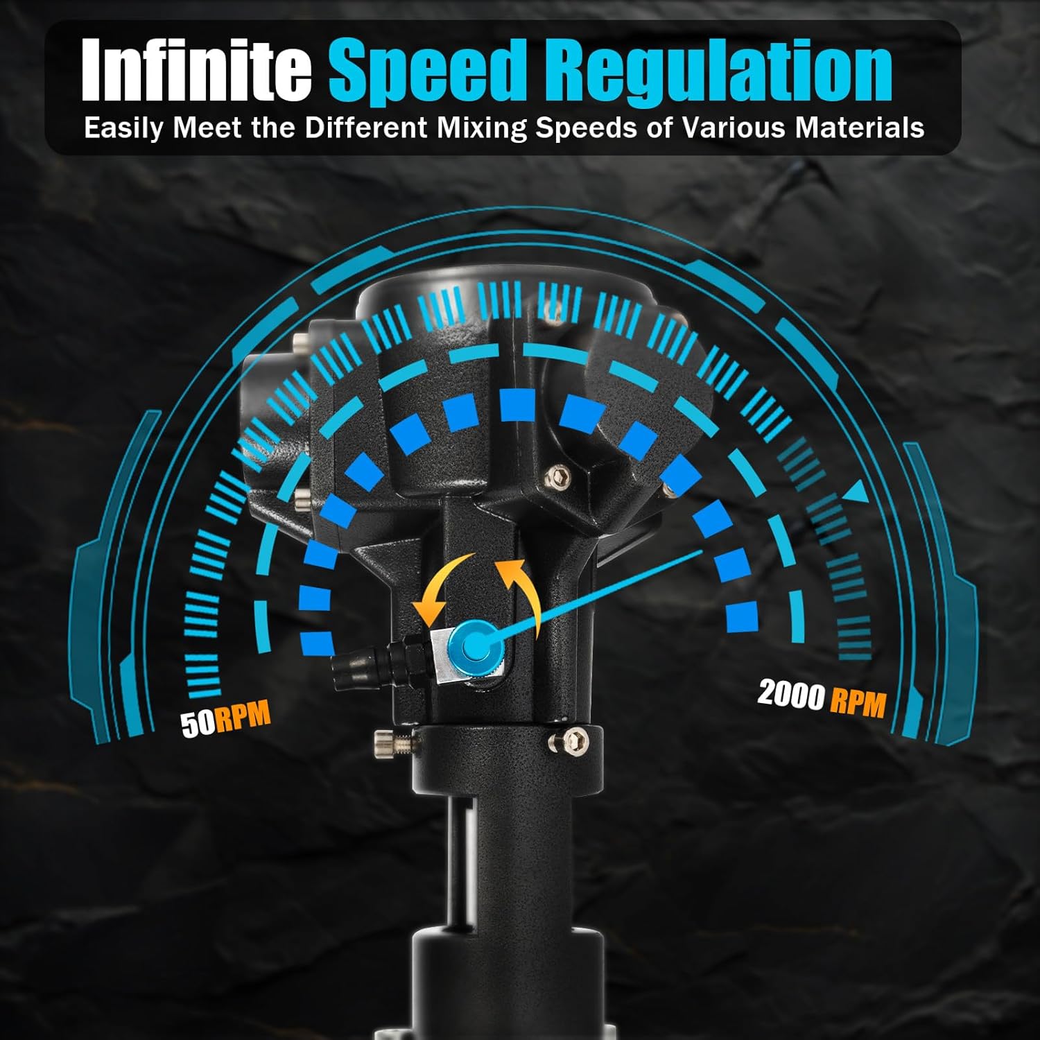 Pneumatic Mixer 50 Gallon Tank Air Mix Stainless Steel Blade Automatic Paint Stirring Tool with Clip Bracket and Chucking Angle