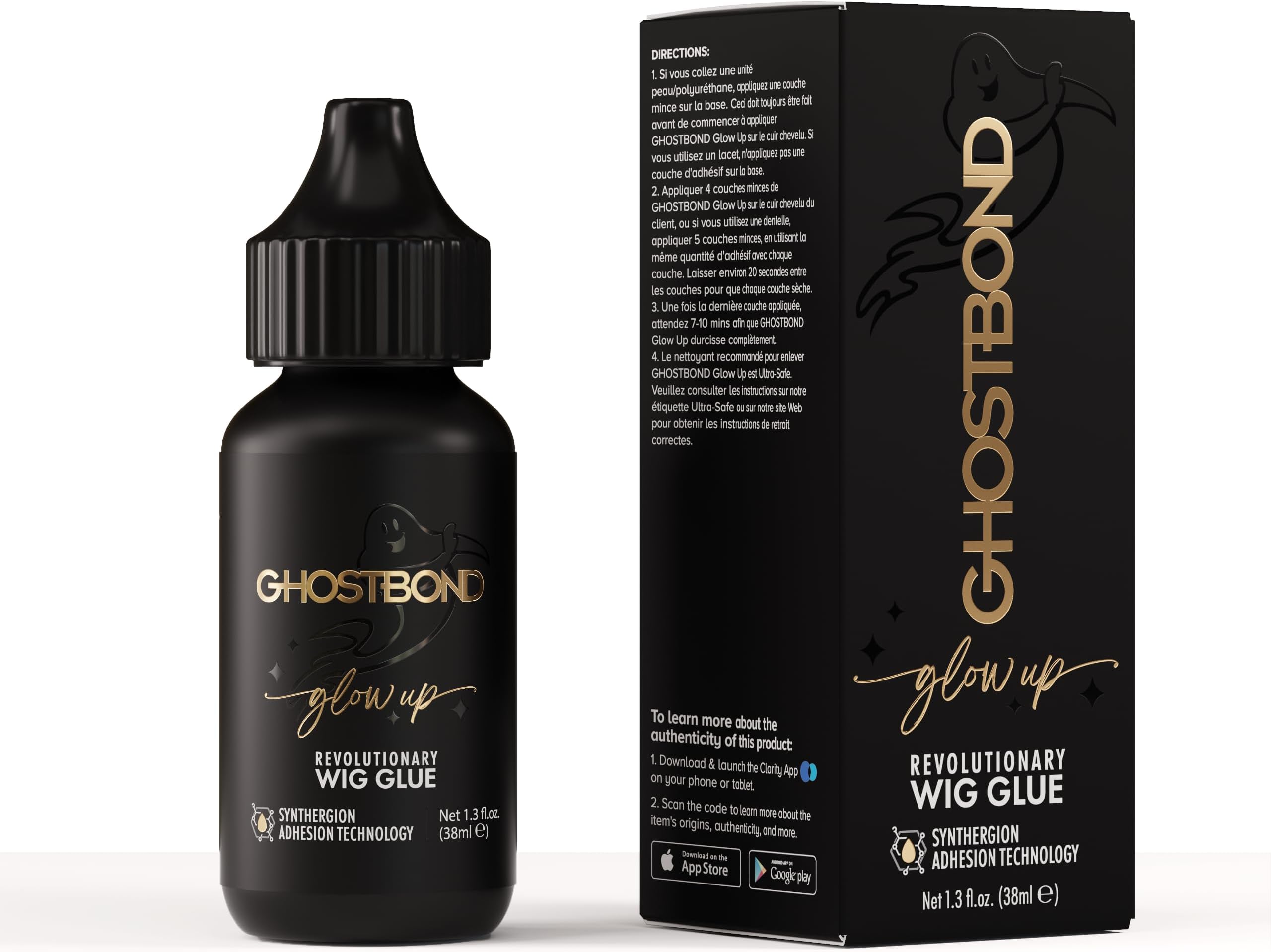 GHOSTBOND Glowup Revolutionary Wig Glue 1.3oz - Hair Replacement Adhesive that Stays for A Week: Water & Oil-Resistant, Strong Hold for Secure & Natural-Looking Wigs, Toupees, Poly & Lace Systems