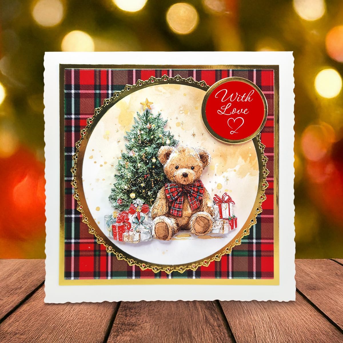 Katy Sue Designs Teddy Bear Christmas Die Cut Decoupage, 12 Sheets, Makes 24 Layered 3D Christmas Card Toppers for Cardmaking & Paper Crafts, Made in UK