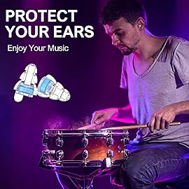 High Fidelity Concert Earplugs for Concerts MusiciansEarplugs for noise reduction24db Advanced Filter Technology Ear Protection for Music Festivals,DJ\'s, Nightclub, Drummers - 2 Pairs(Blue)